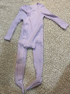 Ribbed Lavender Footed Baby One-Piece with Side Snap Closure